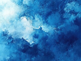 Poster - Abstract blue background featuring an acrylic texture combined with mixed media elements