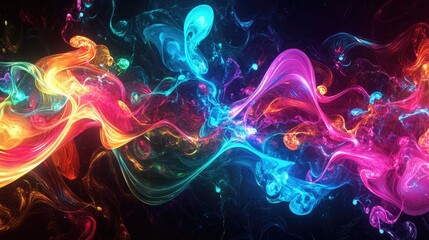 Poster - An abstract illustration showcasing a vibrant and dynamic composition filled with bright neon colors that emanate energy and intensity