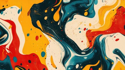 Poster - Colorful abstract background featuring diverse patterns A decorative series created with a paintbrush showcasing swirling geometry for use in fabric textile and paper design