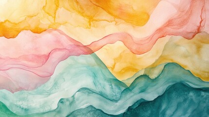 Poster - Abstract watercolor illustration featuring a multi colored wavy marble texture with oil paint ideal for use as a background design for a landing page