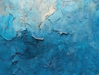 Poster - Abstract blue background featuring an acrylic texture combined with mixed media elements