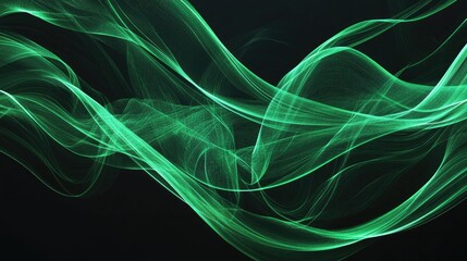 Poster - Glowing green neon lines on a black background creating a striking abstract design element