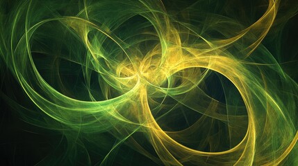 Aufkleber - Abstract composition of green and yellow lines on a black background featuring fractal elements suitable for graphics illustrations and digital designs across various platforms