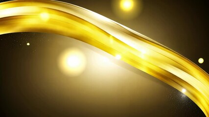 Wall Mural - A glowing, abstract, golden curve with light reflections against a dark background