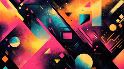 Poster - Fantasy abstract illustration featuring geometric patterns in vibrant colors