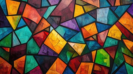 Poster - Vibrant abstract background featuring a mosaic of colorful geometric patterns