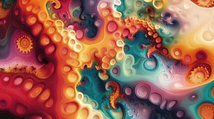 Aufkleber - Fractal based abstract design featuring intricate patterns and vibrant colors