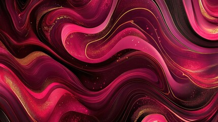 Poster - Abstract marble pattern featuring wavy designs in shades of red wine
