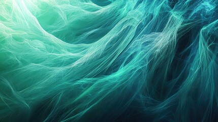 Poster - A stunning layer of light blue and green fibers showcasing distinct elements of digital design