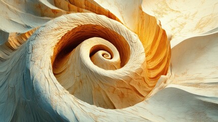 Aufkleber - Abstract round background featuring a 3D spiral element resembling a snail Stereo and three dimensional graphic illustration created using pencil and paper techniques