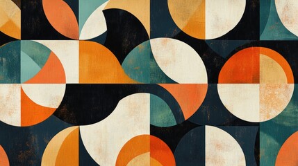 Poster - Abstract retro geometric pattern illustration featuring a mosaic design ideal for wallpaper or fabric textures in artistic projects