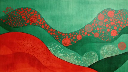 Aufkleber - Abstract design featuring a red pattern set against a green backdrop