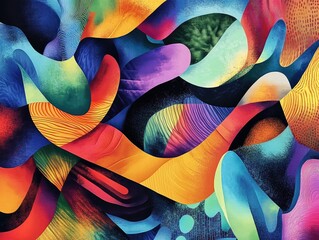 Aufkleber - Vibrant and imaginative abstract illustration with rich colors and dynamic shapes