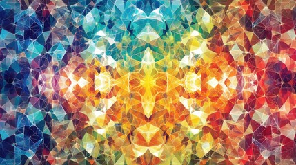 Aufkleber - Fantasy abstract illustration featuring a colorful geometric pattern perfect for use as a mosaic wallpaper background texture or in website and poster designs