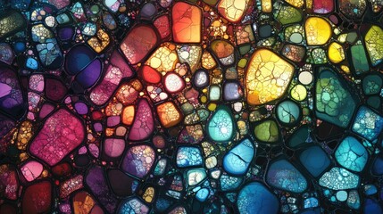 Poster - Fantasy abstract illustration featuring a vibrant mosaic pattern ideal for geometric wallpaper textures backgrounds labels textiles tiles or conceptual design
