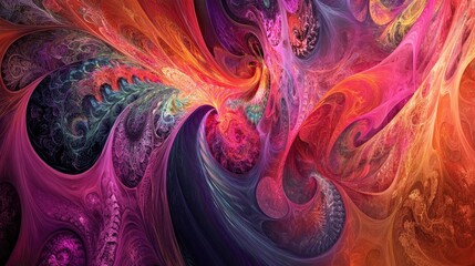Aufkleber - Vibrant abstract digital fractal art featuring an exquisite design perfect for encapsulating the essence of a disco or party atmosphere