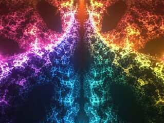 Poster - abstract rainbow background featuring a fractal neon design