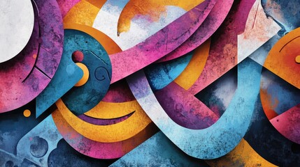 Aufkleber - Abstract composition featuring decorative shapes and fractal elements exploring themes of design imagination and creativity