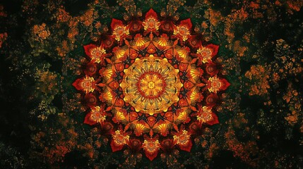 Poster - Fantasy abstract digital kaleidoscope design featuring intricate mandala patterns