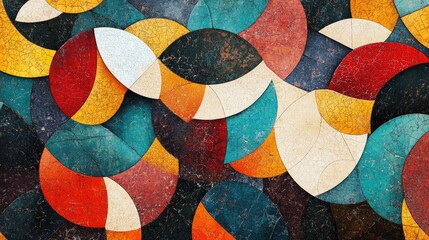Poster - Abstract fantasy illustration featuring a contemporary mosaic pattern ideal for use as a geometric wallpaper texture background textile artwork or creative design