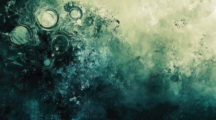 Poster - Abstract dynamic wallpaper featuring artistic splashes pastel textures vintage patterns and grunge design Swirling elements create a unique backdrop in green with tie dye and dirty art effects