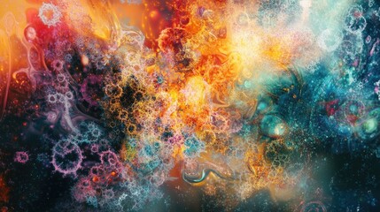 Poster - Abstract background featuring a digital collage of fractals Suitable design element for brochures advertisements flyers websites and various graphic design projects Raster clip art