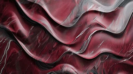 Poster - Abstract marble pattern featuring wavy designs in shades of red wine