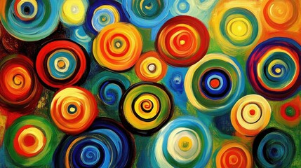 Poster - Vibrant abstract illustration featuring swirling colorful circles