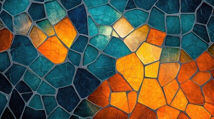 Poster - Abstract fantasy illustration featuring a trendy mosaic pattern ideal for geometric wallpaper textures backgrounds artworks interiors posters or creative designs