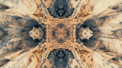 Aufkleber - Abstract kaleidoscope background featuring an altered image of a monument resembling a mandala Distinctive kaleidoscopic design with digital patterns