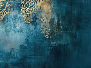 Poster - An abstract representation featuring an elegant aquamarine blue hue with an oriental design