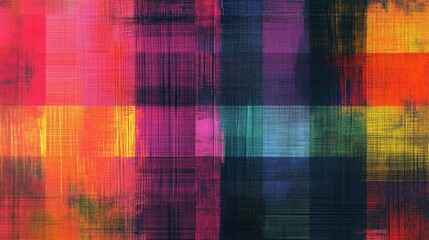 Poster - Colorful abstract texture featuring a multicolored plaid pattern trendy tartan background and geometric gingham design for use in wallpaper textiles fabric or fashion concepts