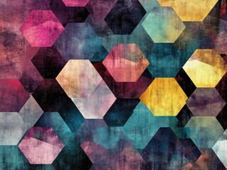 Poster - Abstract geometric background featuring hexagonal shapes in a raster format
