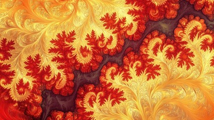 Aufkleber - Abstract Red and Yellow Fractal Pattern Illustration