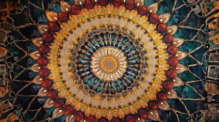 Poster - Abstract digital mandala mosaic with an oriental aesthetic