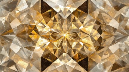 Poster - Abstract kaleidoscope tile pattern featuring shades of gold