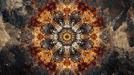Poster - Fantasy abstract digital kaleidoscope design featuring intricate mandala patterns