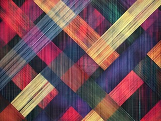Poster - Colorful abstract background featuring intersecting stripes and a simple woven texture Geometric checkered design suitable for wallpaper websites fabric and gift wrapping