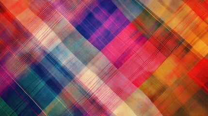 Poster - Colorful abstract texture featuring a multicolored plaid pattern trendy tartan background and geometric gingham design for use in wallpaper textiles fabric or fashion concepts