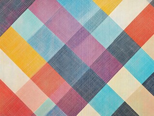 Poster - Colorful abstract background featuring intersecting stripes and a simple woven texture Geometric checkered design suitable for wallpaper websites fabric and gift wrapping