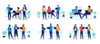 © Knut - People at work in office collection - Set of illustration with businesspeople working on computers together, talking and discussing business, projects and company. Flat design vector graphics