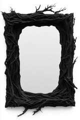 Wall Mural - Mockup Black Gothic Frame Made of Black Driftwood, Isolated on White Background