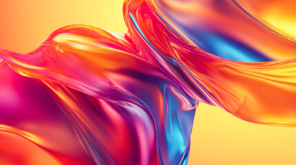 Aufkleber - colorful abstract fabric swirls in vibrant hues of orange, pink, and blue against a warm background 