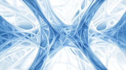 Leinwandbilder - An intricate pattern of blue and white lines forms a 3D network that is both abstract and visually striking, evoking a sense of depth. Generative AI