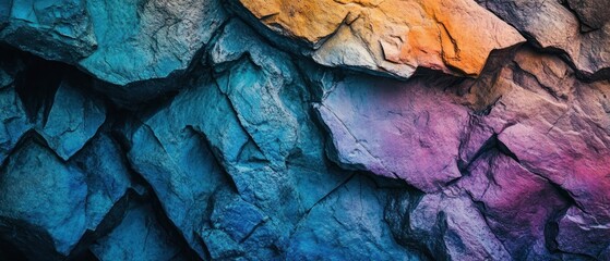 Wall Mural - Abstract colorful rock texture with vibrant hues and sharp angles.