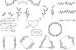 © E-SS - PrintSet of elegant floral logo elements. Borders and dividers, frame corners and branch. Boho Hand drawn line wedding herb, leaves for invitation save the date card.