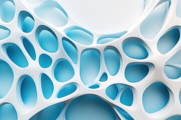 Poster - The artwork features intricate blue and white network lines that create a dynamic three-dimensional pattern, highlighting creativity. Generative AI