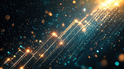 Poster - a dynamic display of glowing particles and geometric shapes representing data flow in a futuristic, 