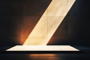 Leinwandbilder - Soft light streams through, casting a warm glow on the geometric tiles, creating a serene atmosphere in the modern space. Generative AI