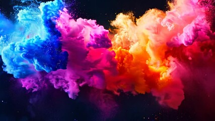 Wall Mural - colorful rainbow holi paint splash, color powder explosion, ai generated video